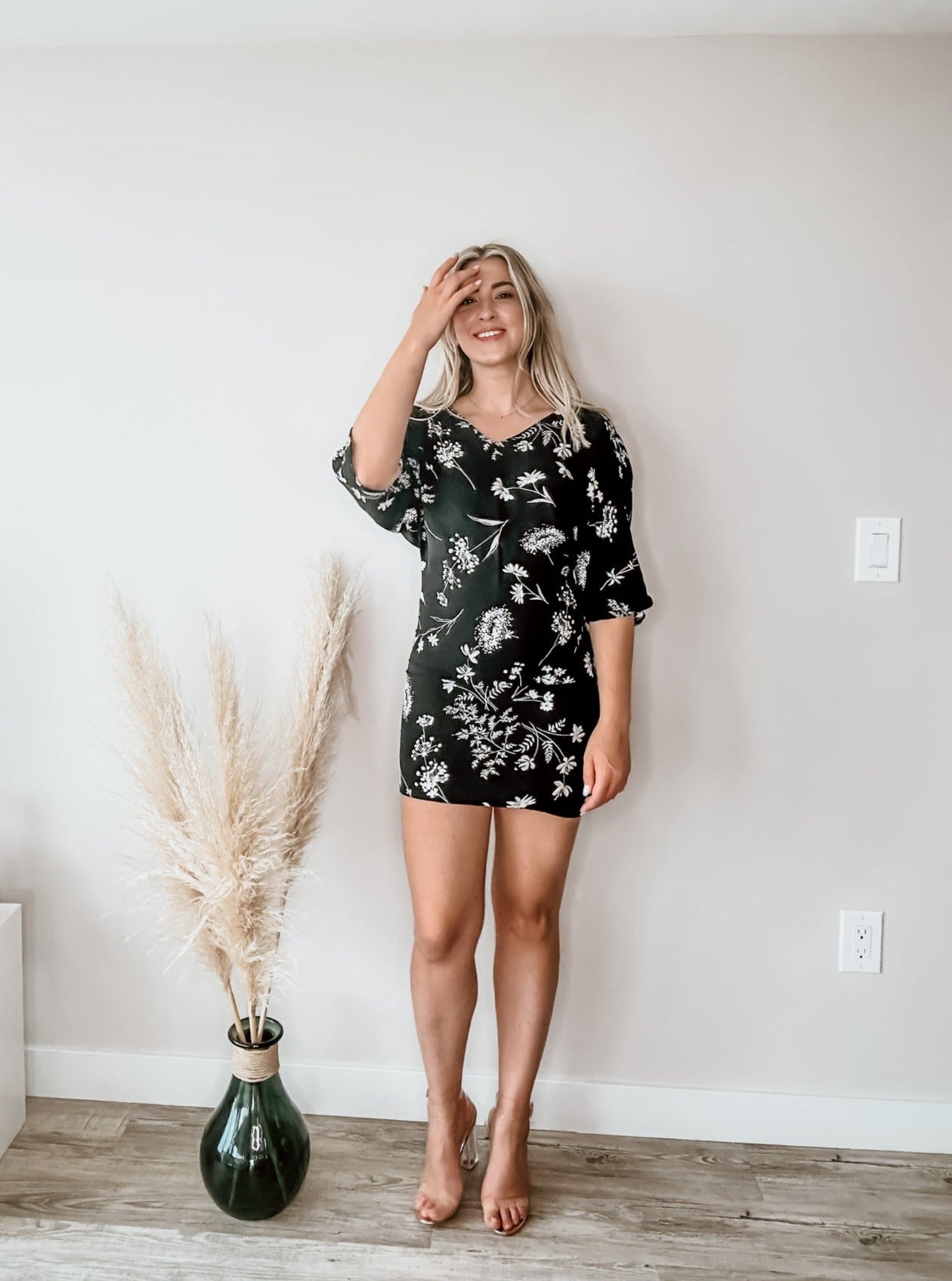 Black & White Floral Mini Dress