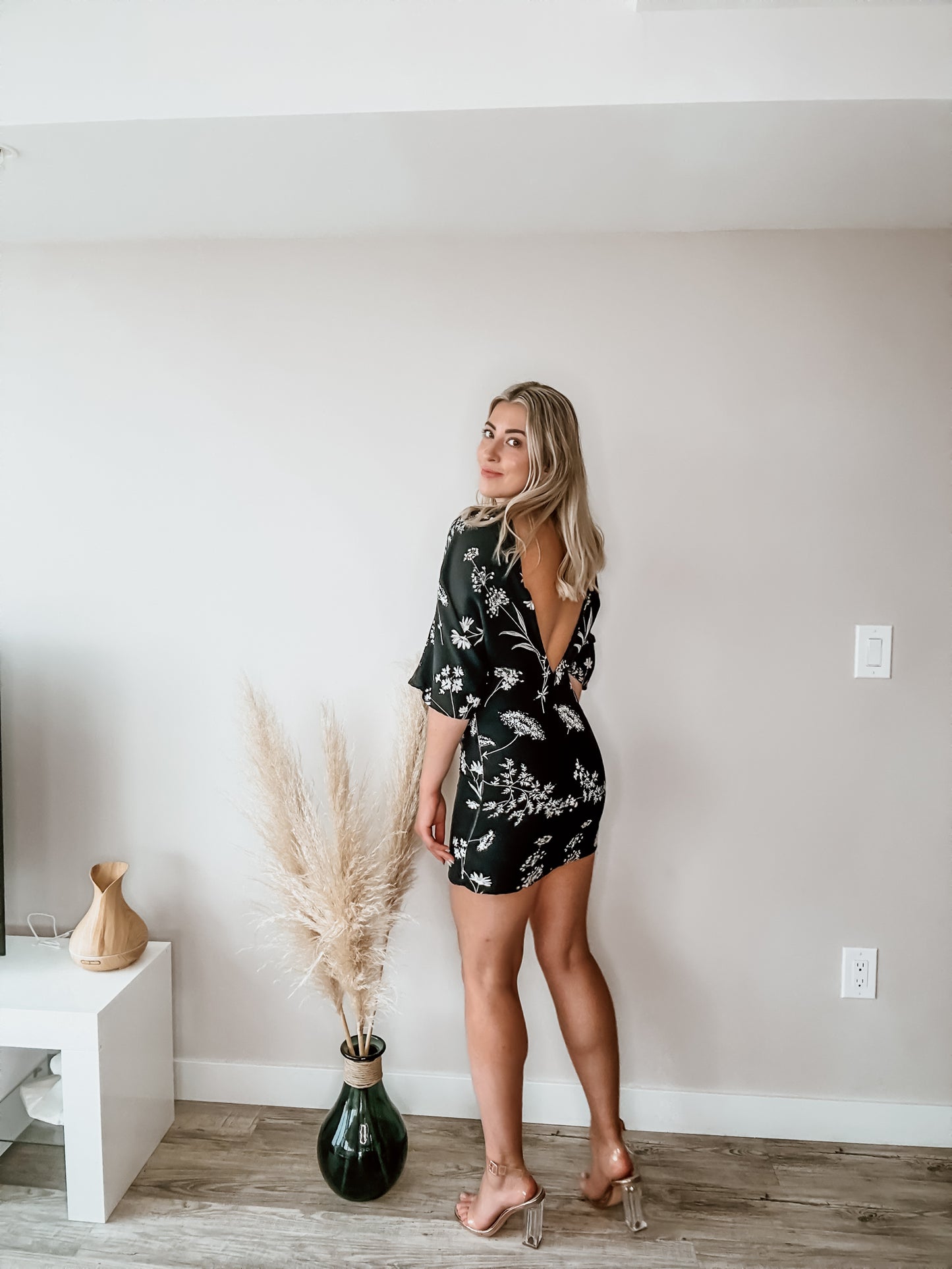 Black & White Floral Mini Dress