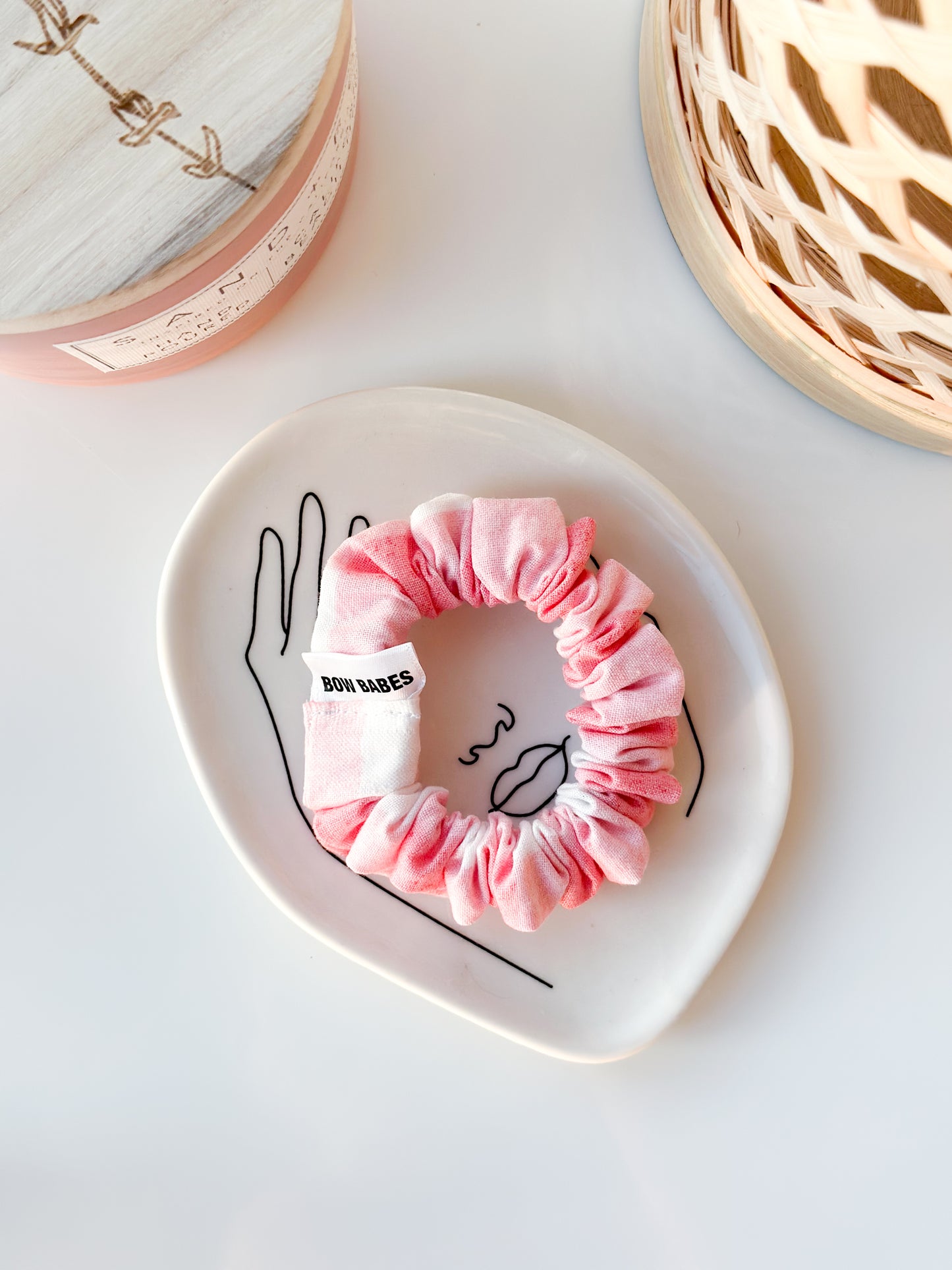 Pink Check Print Scrunchie