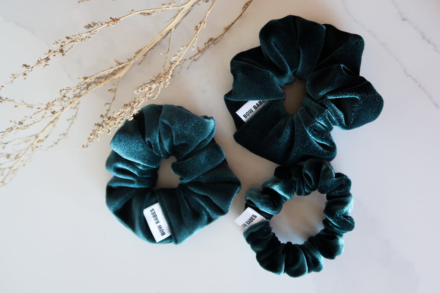 Emerald Green Velvet Mini Scrunchie