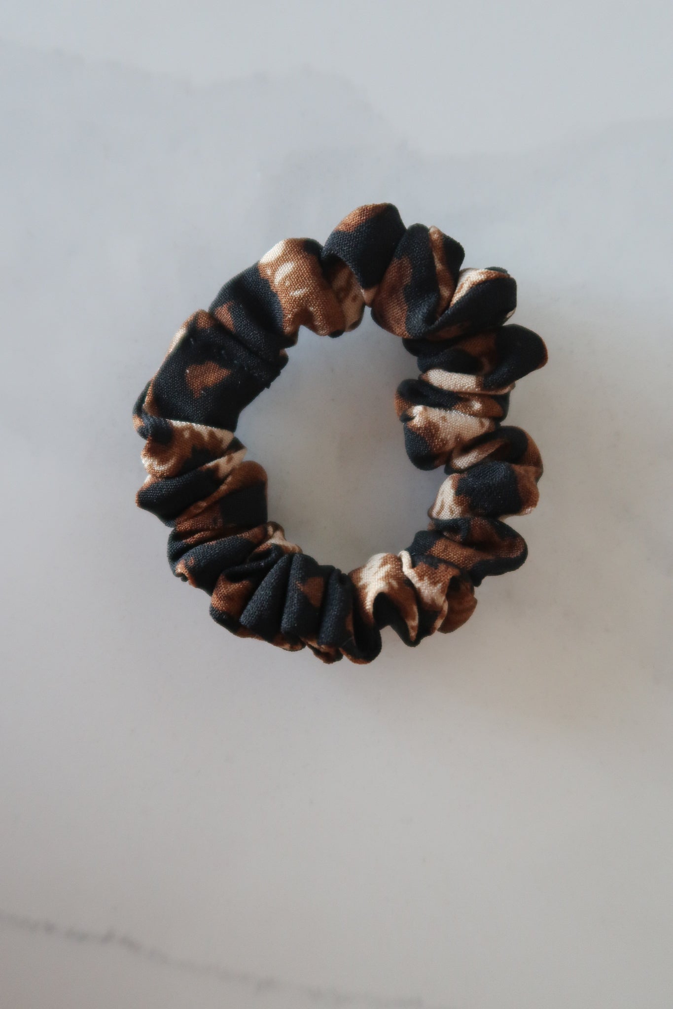 Black brown and beige mini scrunchie