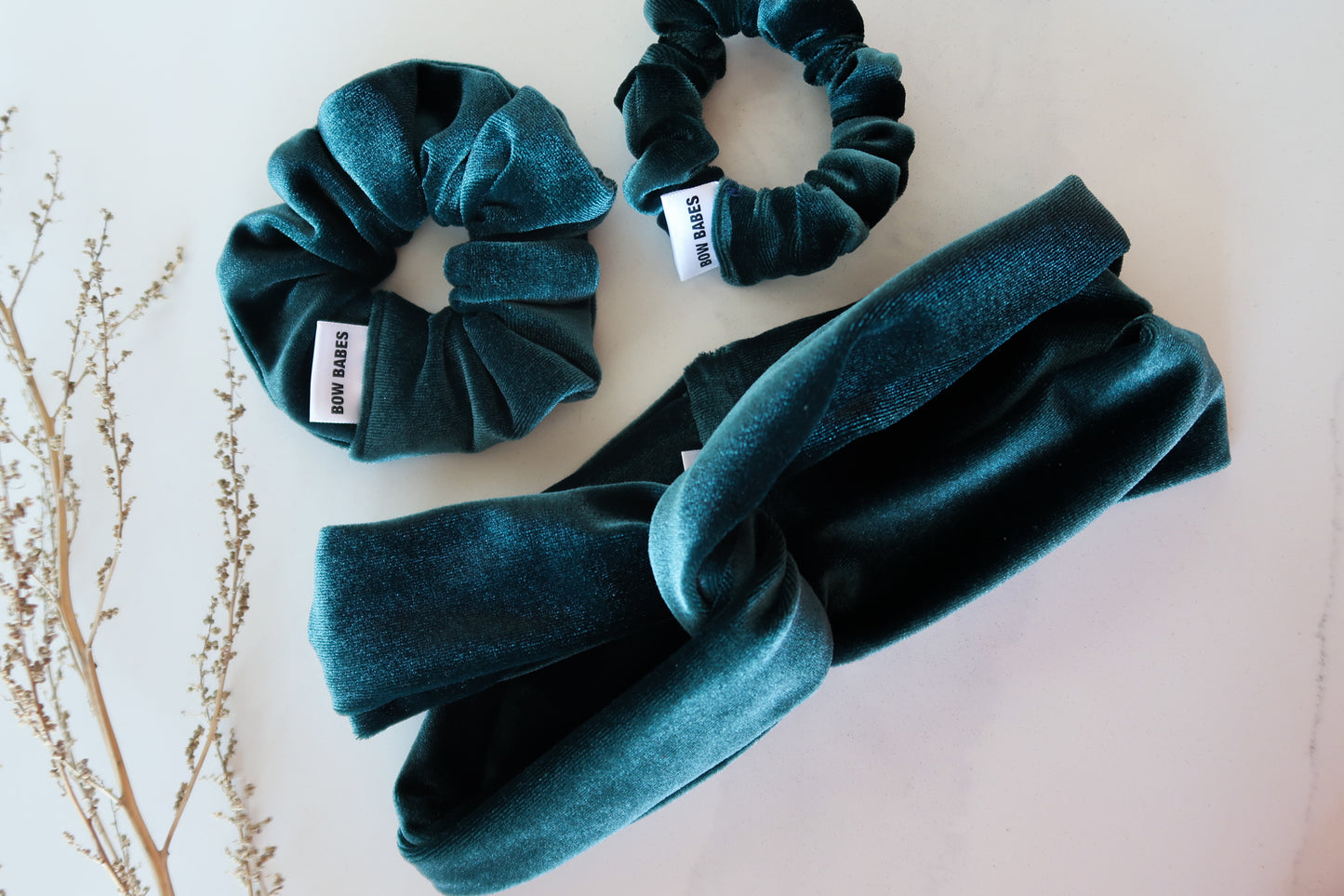 Emerald Green Velvet Mini Scrunchie