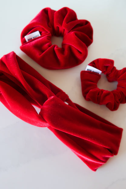 Ruby Red Velvet Mini Scrunchie