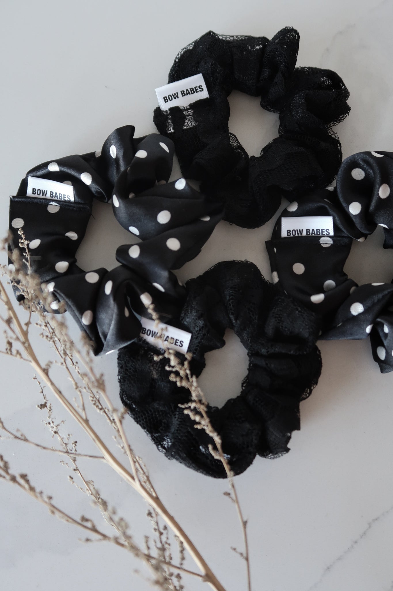 Black + White Polka Dot Everyday Scrunchie