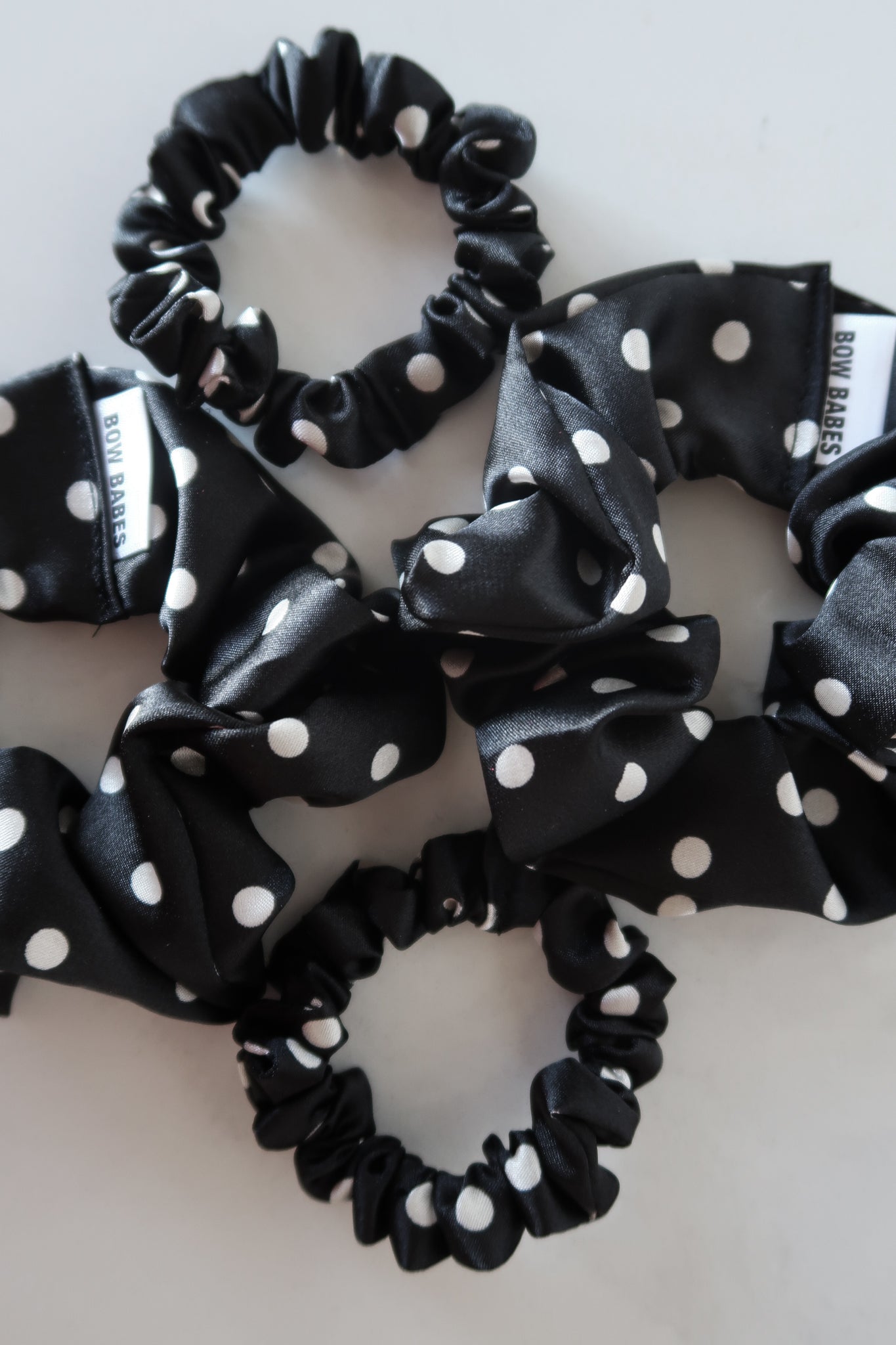 Black + White Polka Dot Mini Scrunchie