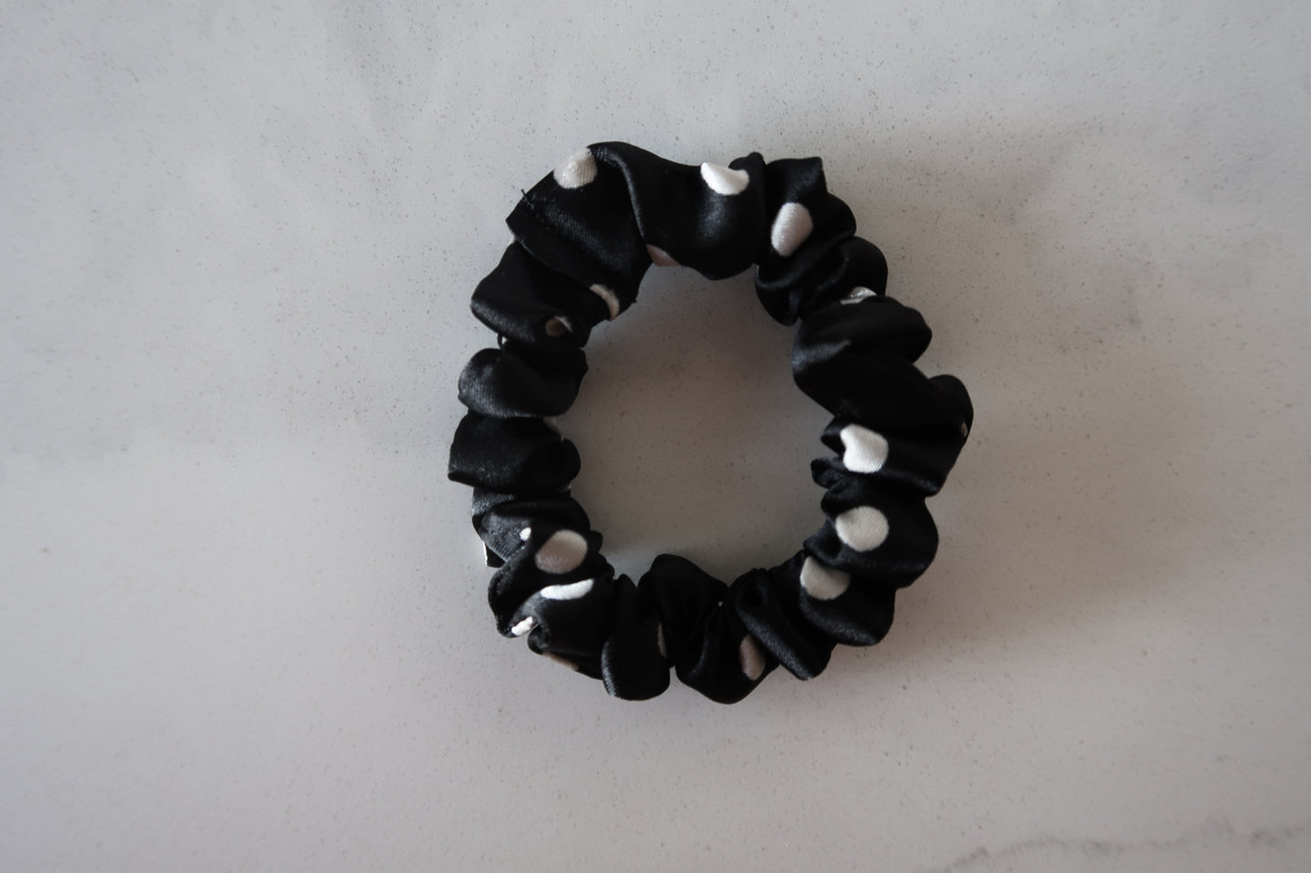 Black + White Polka Dot Mini Scrunchie