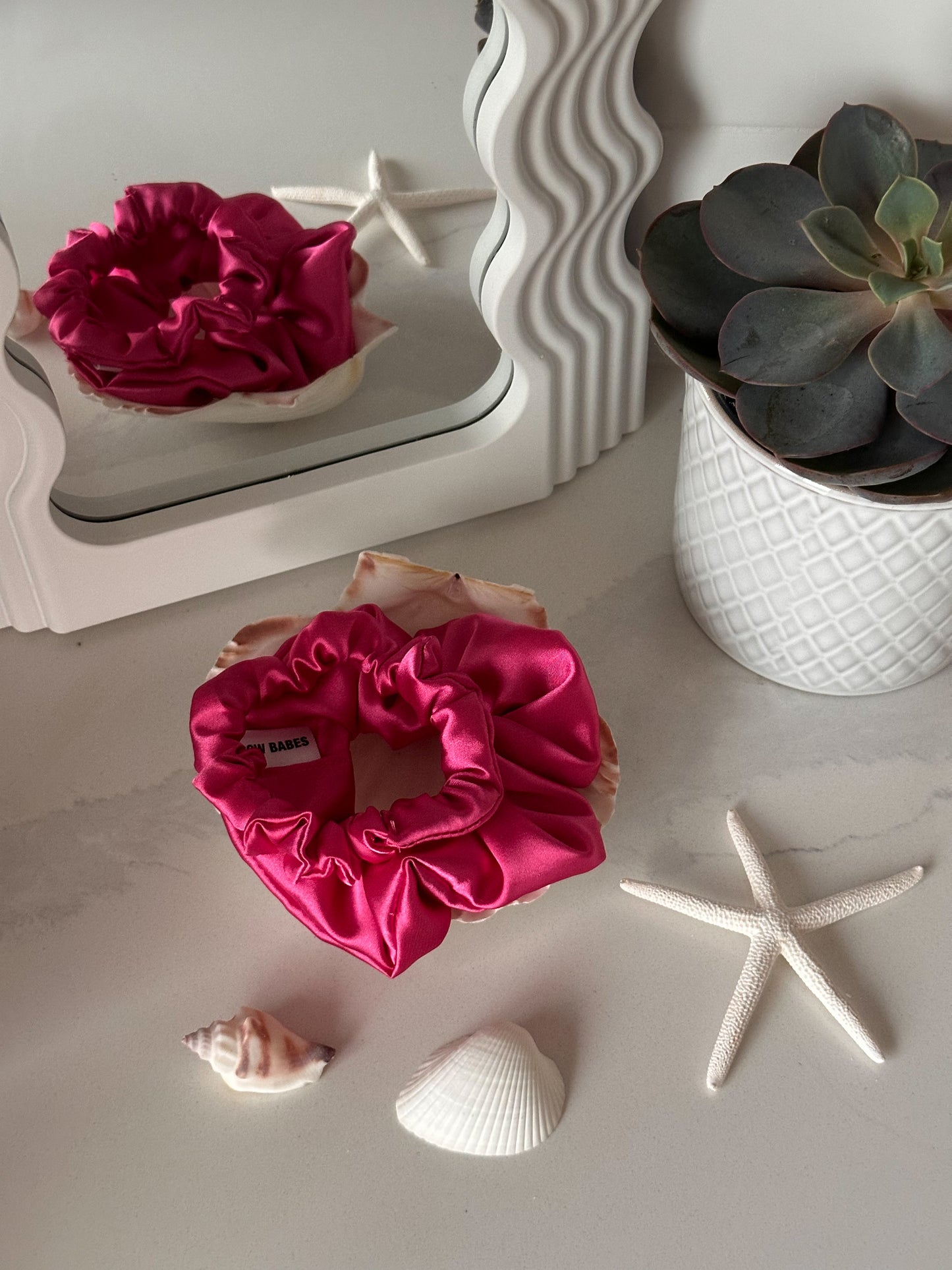 Magenta Pink Satin Scrunchie