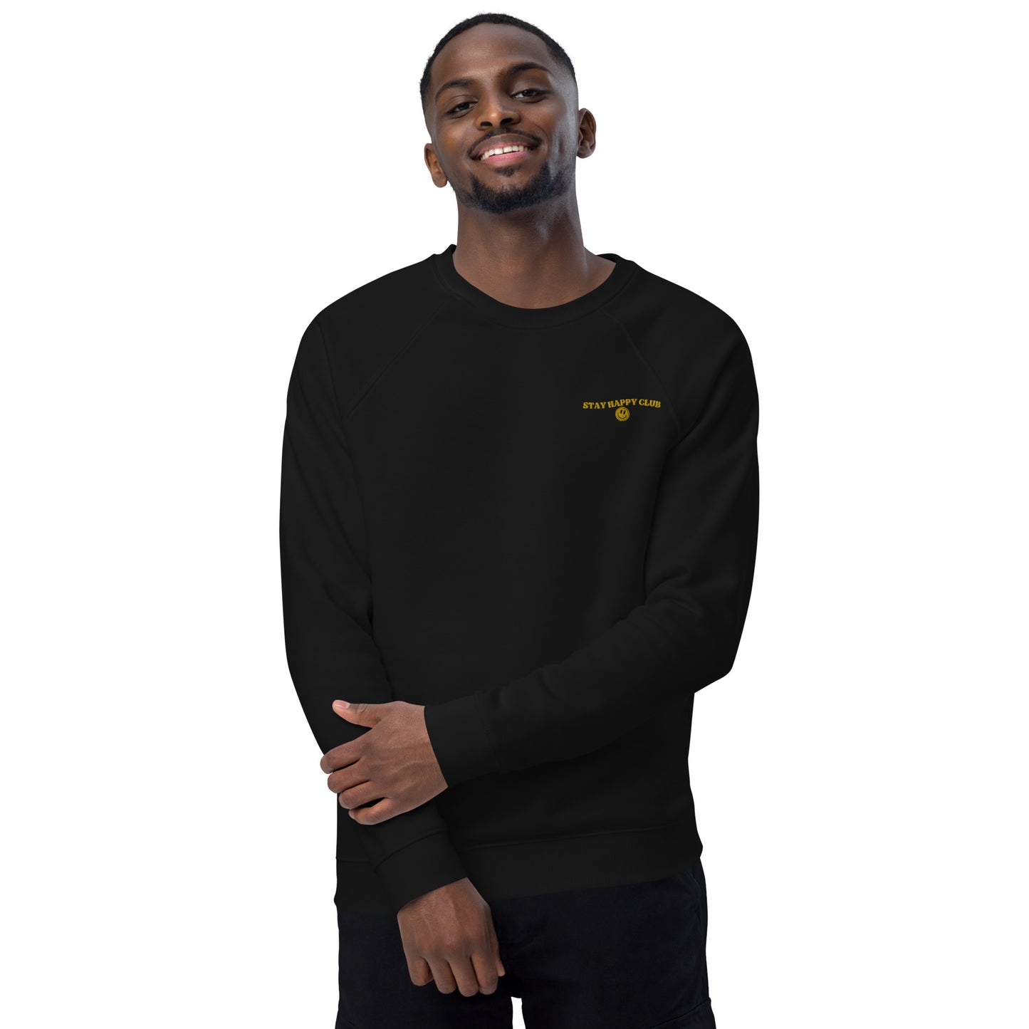 Stay Happy Club Unisex Organic Raglan Sweatshirt