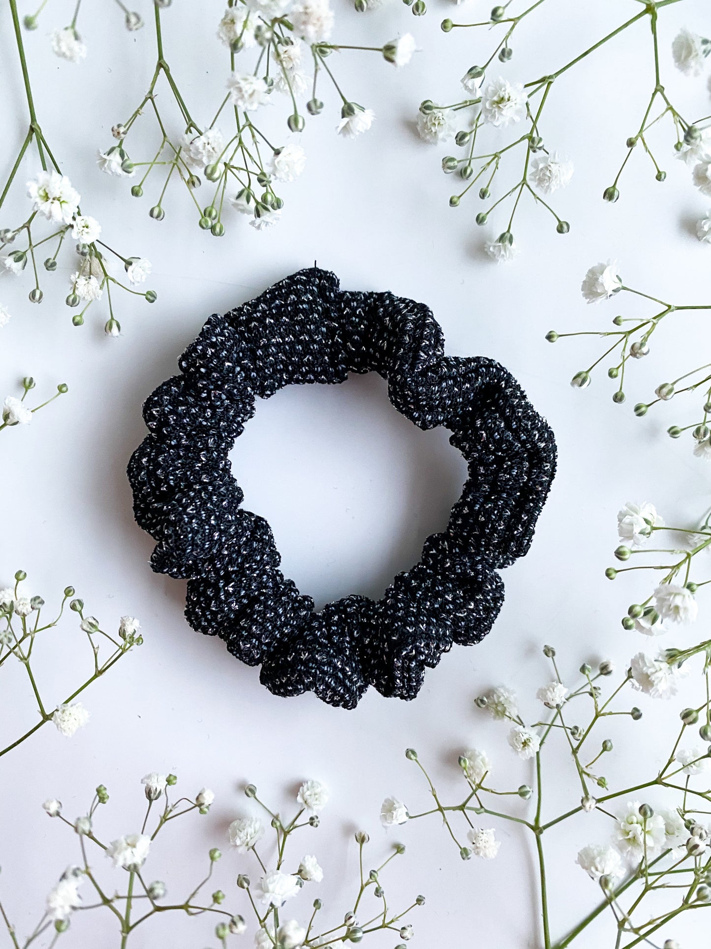 Platinum Sparkly Mini Scrunchy