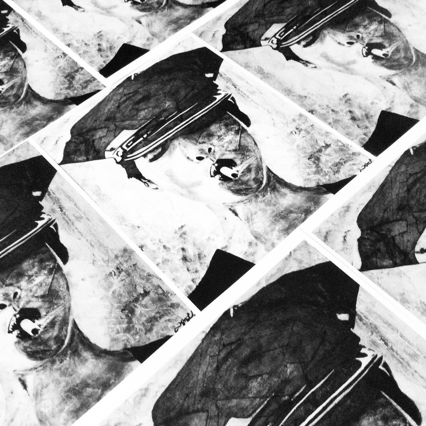 fashion illustration print of police woman smoking