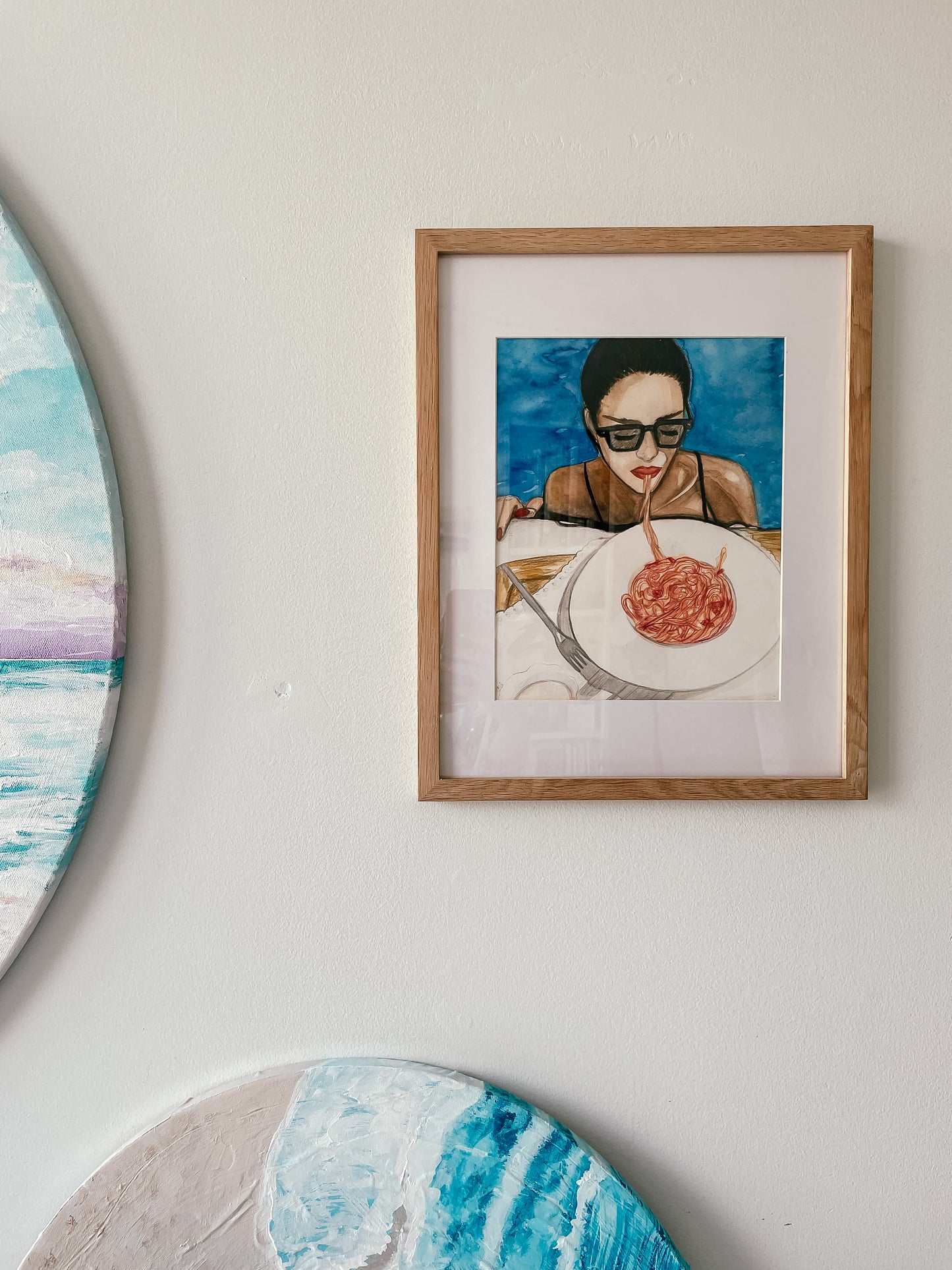 Poolside Pasta Girl Original Painting