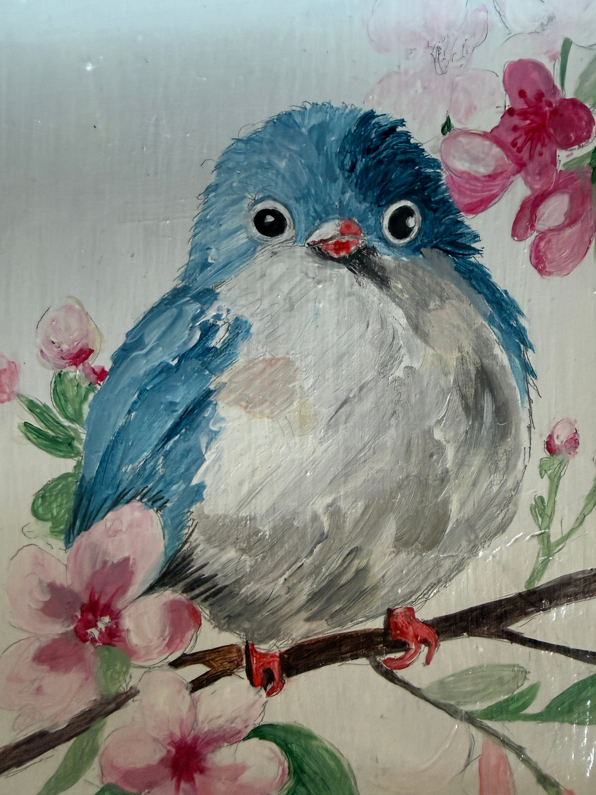 Original Hand-Painted Bluebird Wooden Art