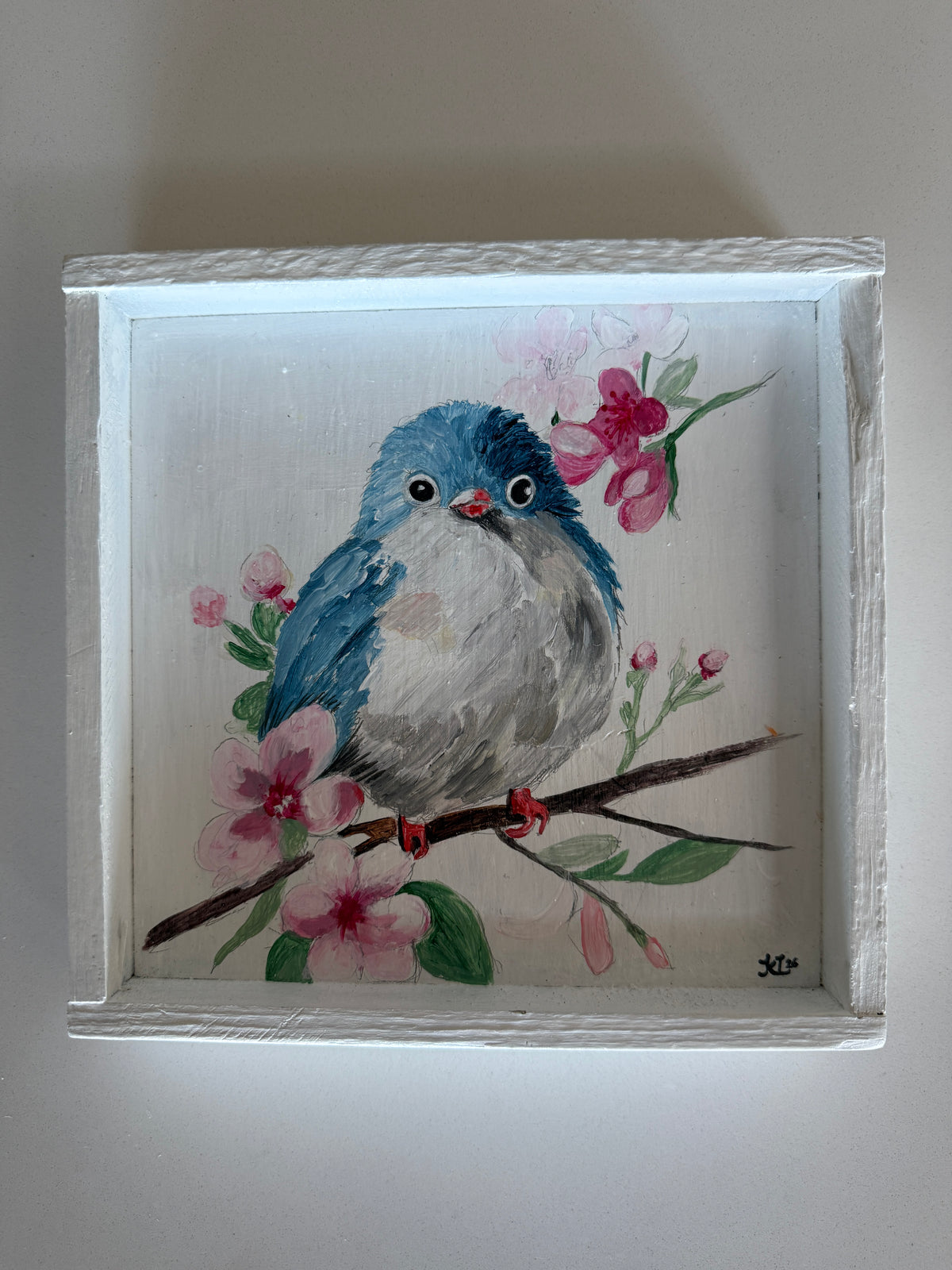 Original Hand-Painted Bluebird Wooden Art