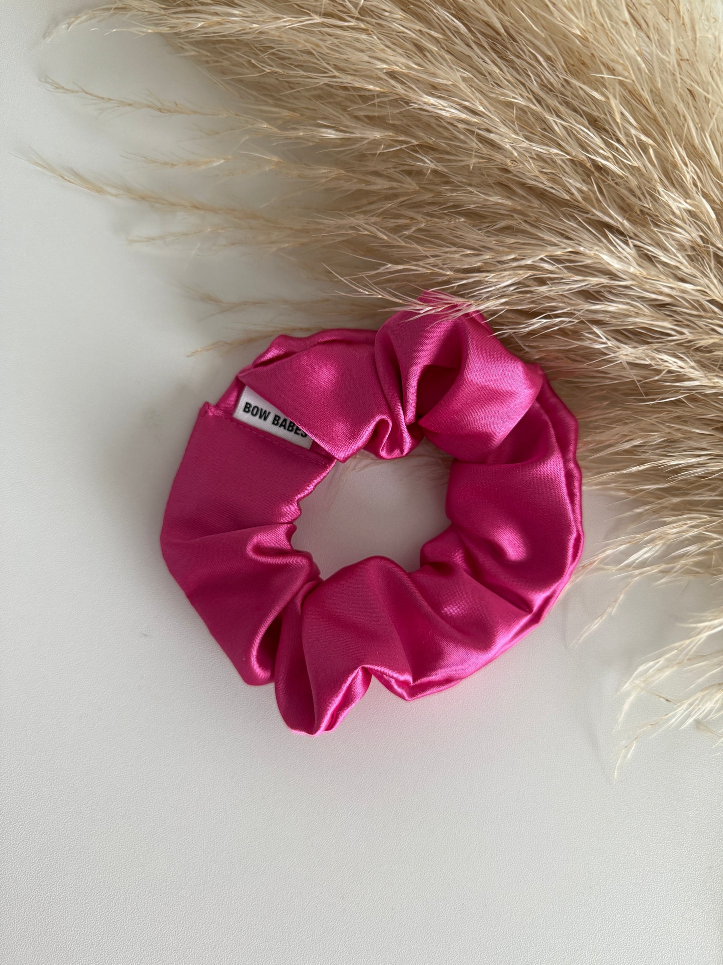 Magenta Pink Satin Scrunchie