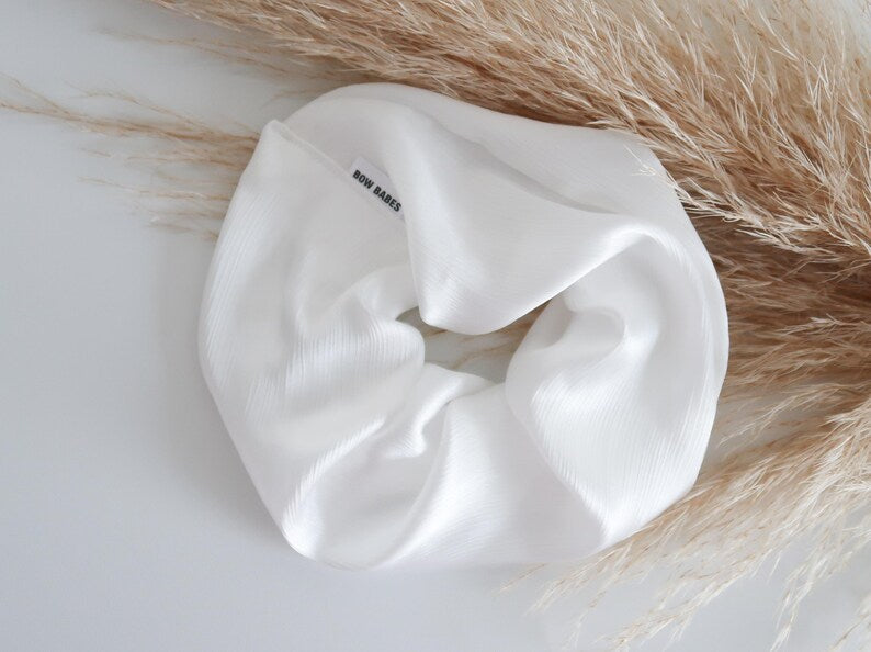 Jumbo White Satin Scrunchie