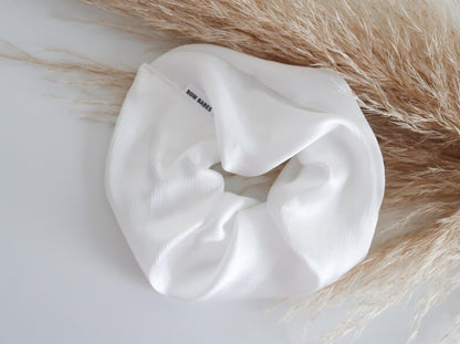 Jumbo White Satin Scrunchie