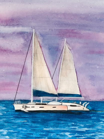 Sailboat Watercolour Painting