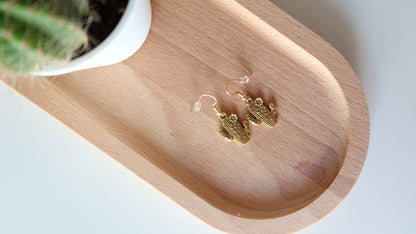 Handmade Gold & Black Cactus Drop Earrings – Western Style Dangle Jewelry Gift