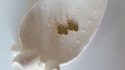 Handmade Gold & Black Cactus Drop Earrings – Western Style Dangle Jewelry Gift