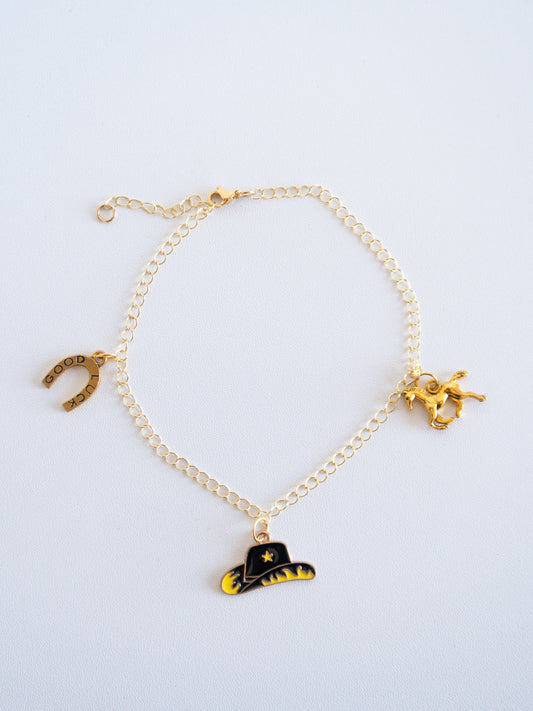Gold Western Themed Charm Bracelet/Anklet - Made in Canada - Gift Ideas for Her - Bachelorette