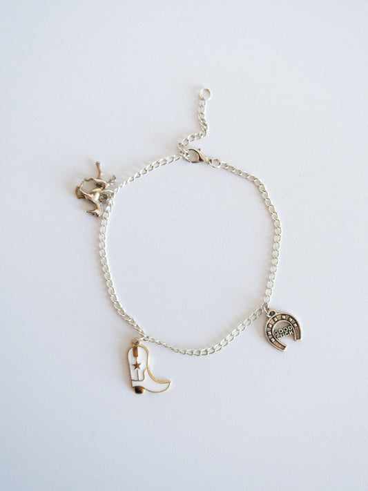 Silver Western Style Charm Anklet/Bracelet Handmade in Canada Bachelorette Gift for Her Bachelorette