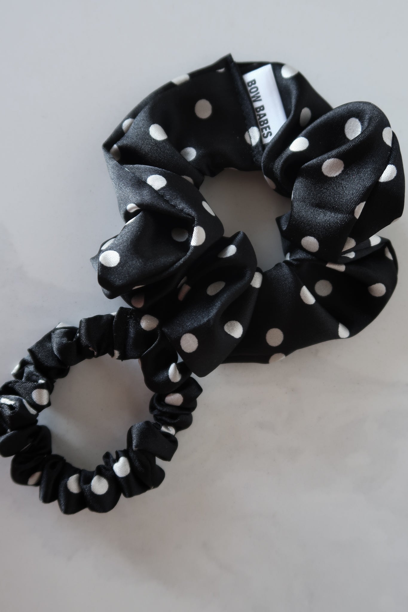 Black + White Polka Dot Mini Scrunchie