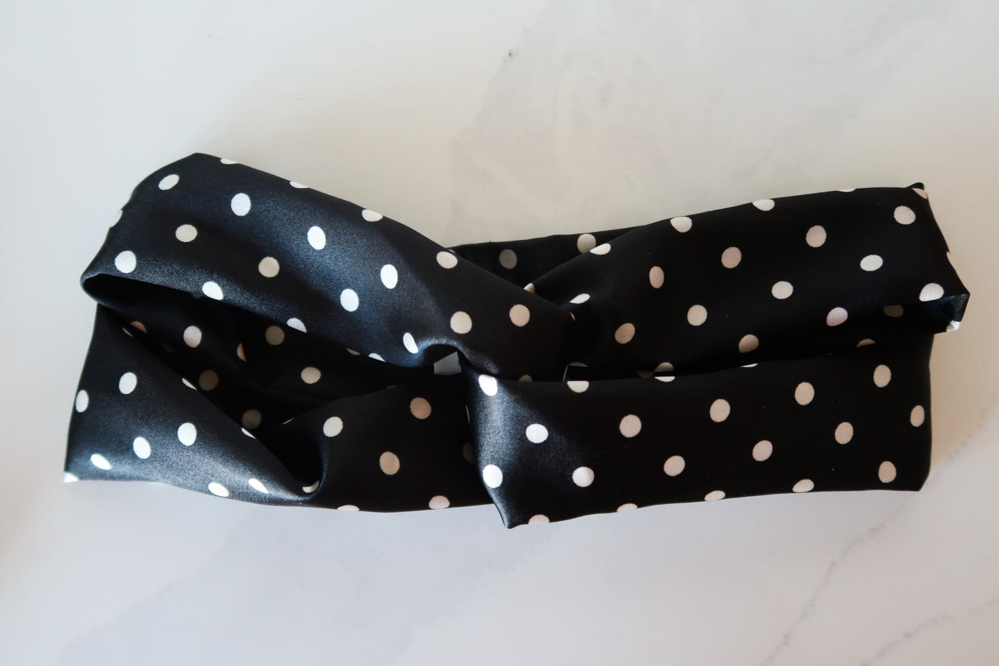 Black + White Polka Dot Turban Headband