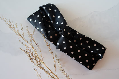 Black + White Polka Dot Turban Headband