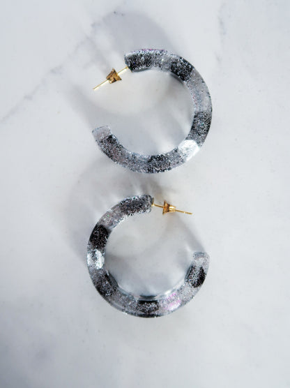 Sparkly Silver Hoops
