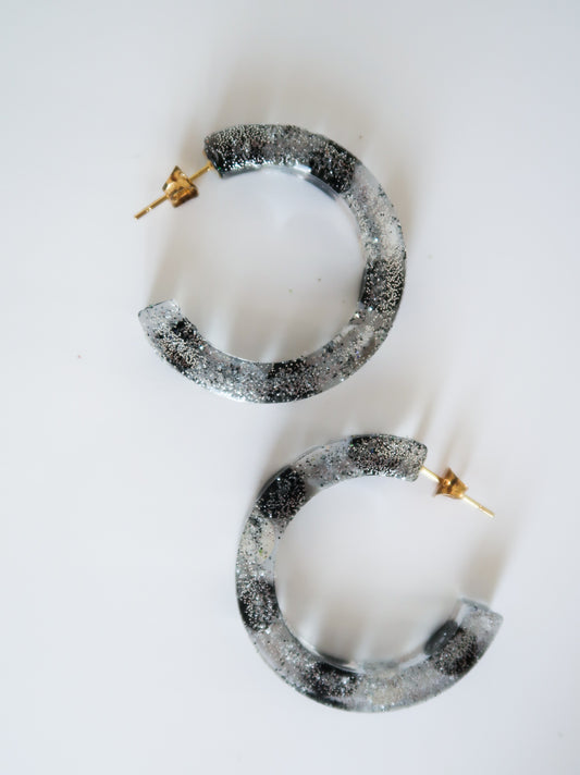 Sparkly Silver Hoops