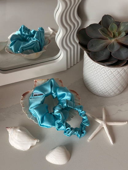 Turquoise Blue Mini Scrunchie