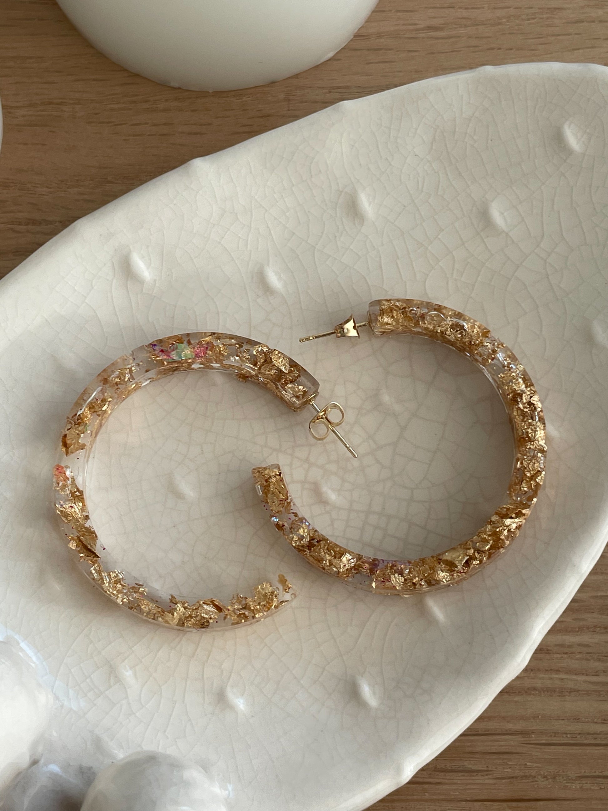 big sparkly gold hoop earrings