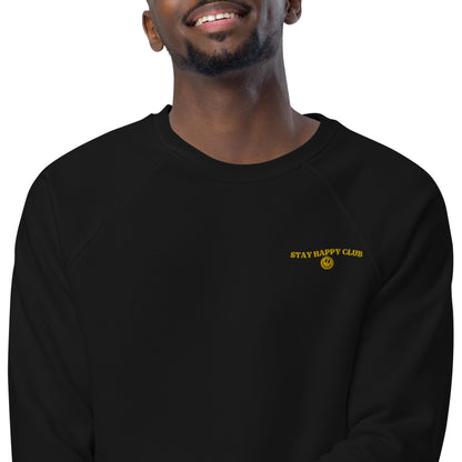 Stay Happy Club Unisex Organic Raglan Sweatshirt