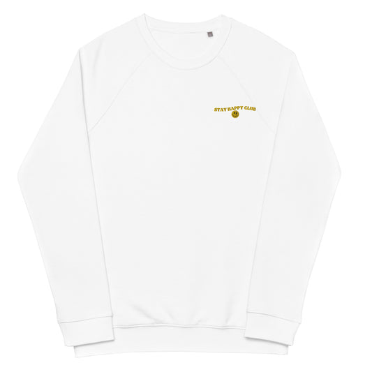 Stay Happy Club Unisex Organic Raglan Sweatshirt