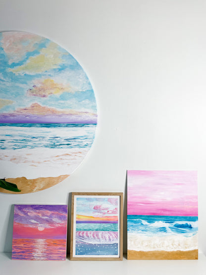 Pink Skies & Ocean Waves Print