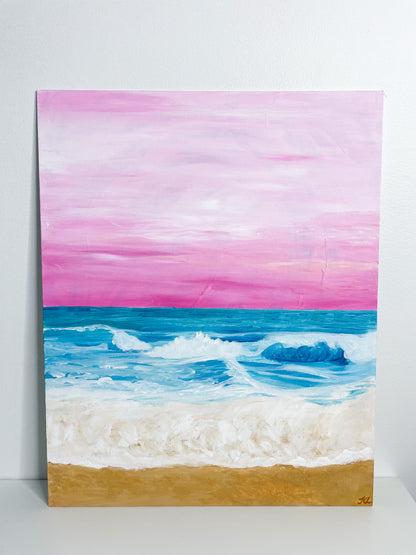 Pink Skies & Ocean Waves Print